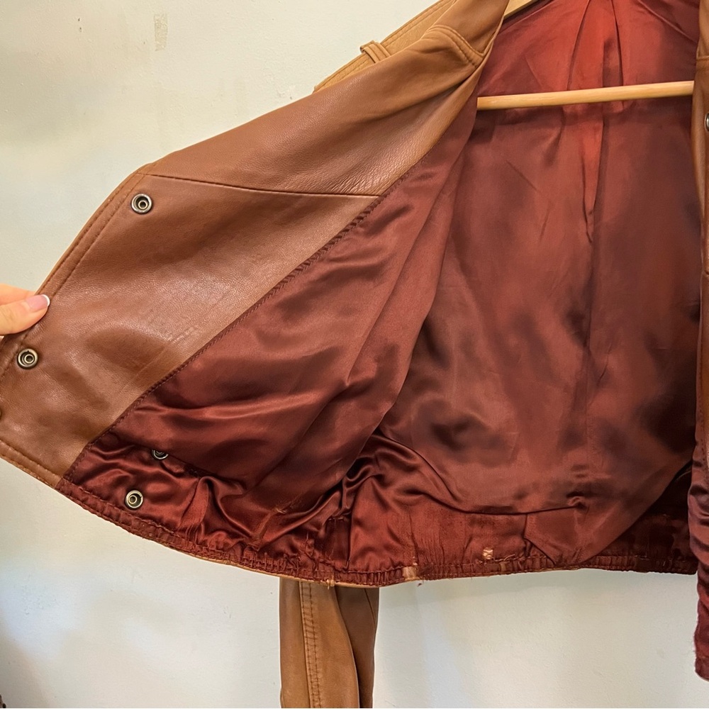 Genuine leather buttery soft brown motorcycle jacket, Small - Picture 4 of 6